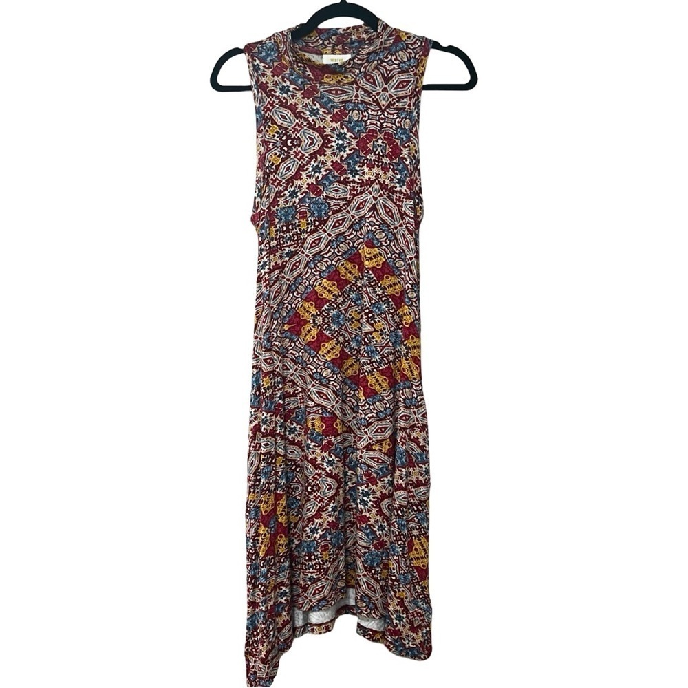 ANTHROPOLOGIE MAEVE Printed Cowl Neck Sleeveless Red Dress Sz S - Picture 3 of 5